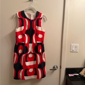 Milly Red and Black Geometric Dress